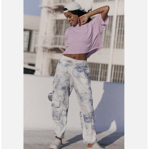 New Free People Pants M Multicolor Printed Mesmerize Me Pull-on In Meadow Motion - Picture 1 of 9